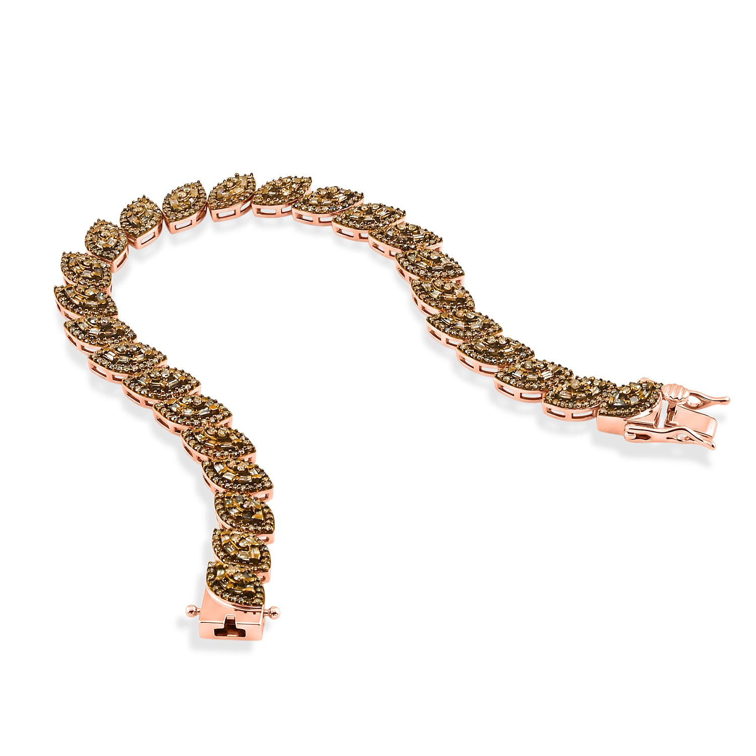 D'Joy Natural Champagne Diamond 3.50 ctw Flowing Vine Bracelet in 18K Vermeil Rose Gold Over Sterling Silver (7.25 In)
