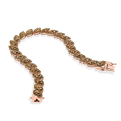 D'Joy Natural Champagne Diamond 3.50 ctw Flowing Vine Bracelet in 18K Vermeil Rose Gold Over Sterling Silver (7.25 In)