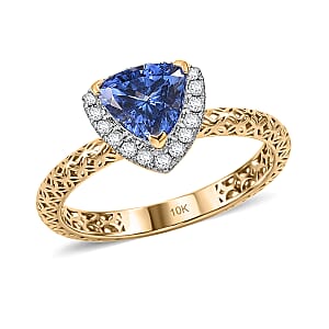 Premium Tanzanite and Lab Grown Diamond G-H SI 1.80 ctw Ring in 10K Yellow Gold (Size 7.0)
