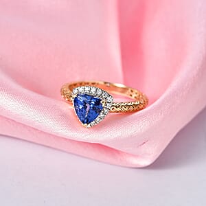 Premium Tanzanite and Lab Grown Diamond G-H SI 1.80 ctw Ring in 10K Yellow Gold (Size 7.0)