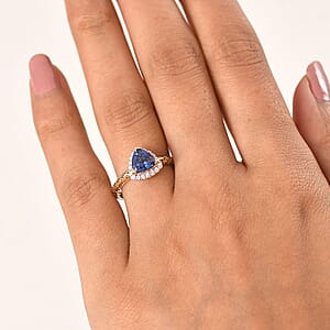 Premium Tanzanite and Lab Grown Diamond G-H SI 1.80 ctw Ring in 10K Yellow Gold (Size 7.0)