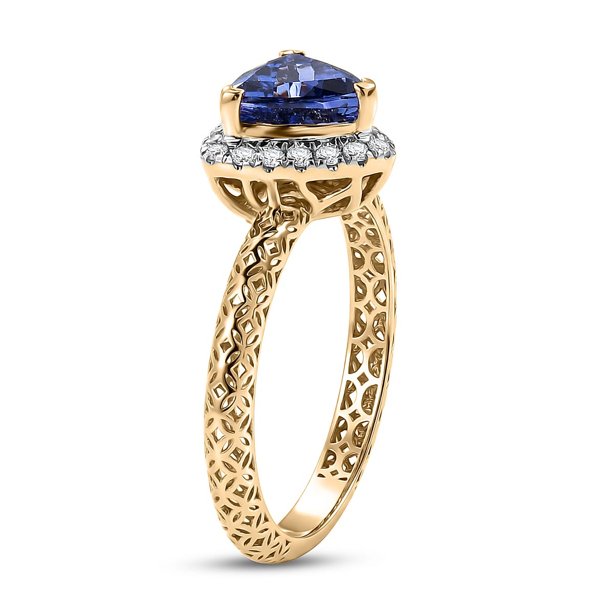 Premium Tanzanite and Lab Grown Diamond G-H SI 1.80 ctw Ring in 10K Yellow Gold (Size 7.0) image number 3