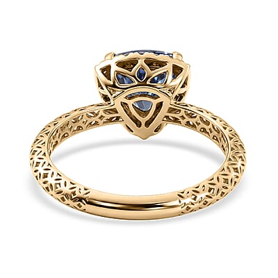 Premium Tanzanite and Lab Grown Diamond G-H SI 1.80 ctw Ring in 10K Yellow Gold (Size 7.0)