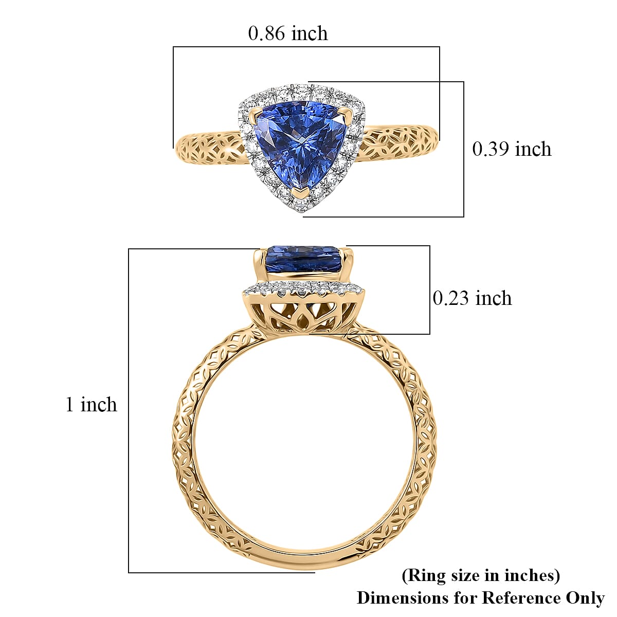 Premium Tanzanite and Lab Grown Diamond G-H SI 1.80 ctw Ring in 10K Yellow Gold (Size 7.0)