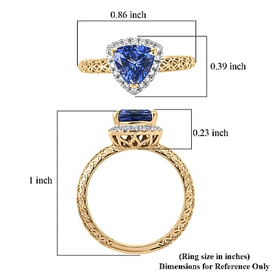 Premium Tanzanite and Lab Grown Diamond G-H SI 1.80 ctw Ring in 10K Yellow Gold (Size 7.0)