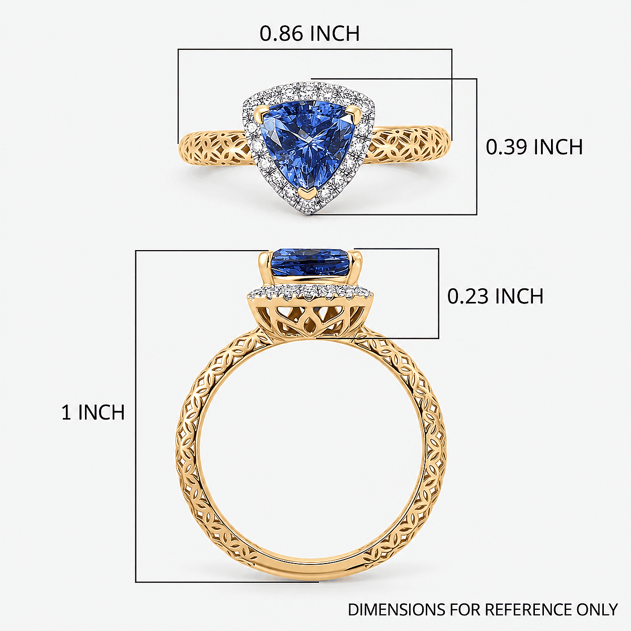 Premium Tanzanite and Lab Grown Diamond G-H SI 1.80 ctw Ring in 10K Yellow Gold (Size 7.0)