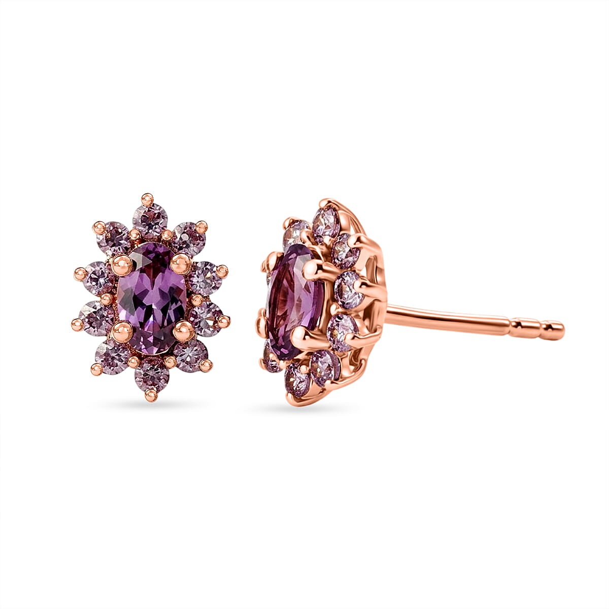 D'Joy Narsipatnam Purple Spinel 1.60 ctw Earrings in 18K Vermeil Rose Gold Over Sterling Silver