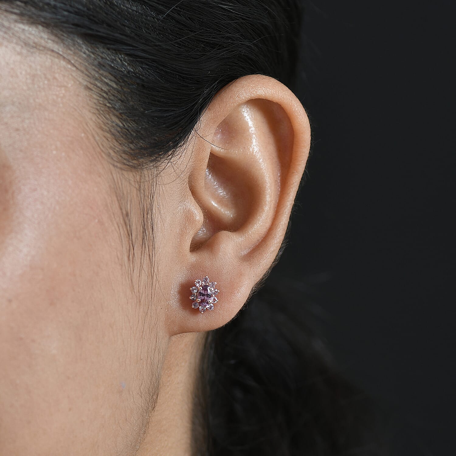 D'Joy Narsipatnam Purple Spinel 1.60 ctw Earrings in 18K Vermeil Rose Gold Over Sterling Silver