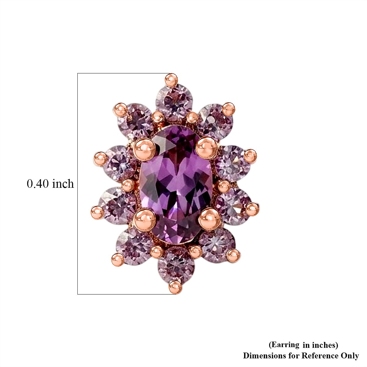 D'Joy Narsipatnam Purple Spinel 1.60 ctw Earrings in 18K Vermeil Rose Gold Over Sterling Silver