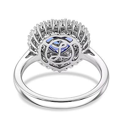 Luxoro Premium Tanzanite, Natural Yellow and White Diamond I2 2.25 ctw Regal Heart Halo Ring in 10K White Gold (Size  6.0)