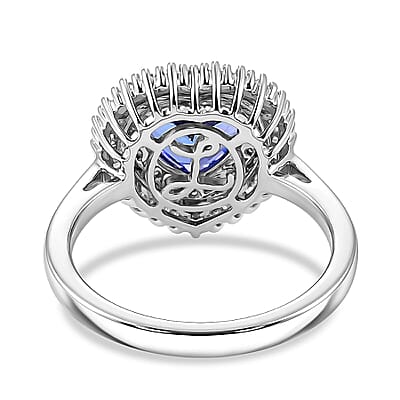 Luxoro Premium Tanzanite, Natural Yellow and White Diamond I2 2.25 ctw Regal Heart Halo Ring in 10K White Gold (Size  9.5)