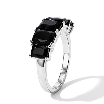 EverTrue Silver Shungite 2.30 ctw 5 Stone Ring in Stainless Steel (Size 7.0)
