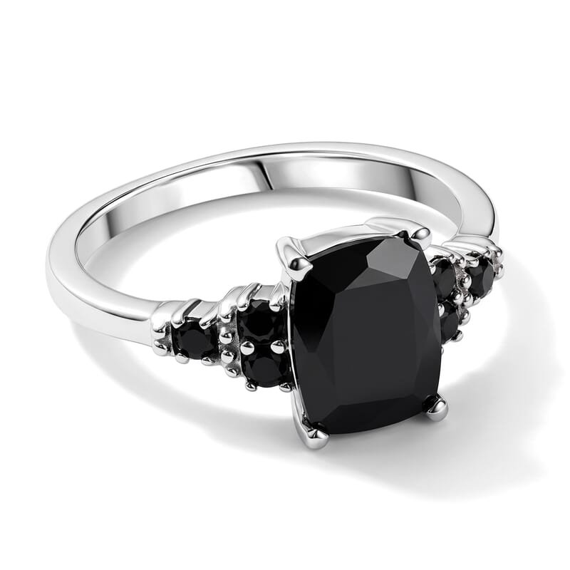 EverTrue Elite Shungite and Thai Black Spinel 1.60 ctw Ring in Stainless Steel (Size 6.0)