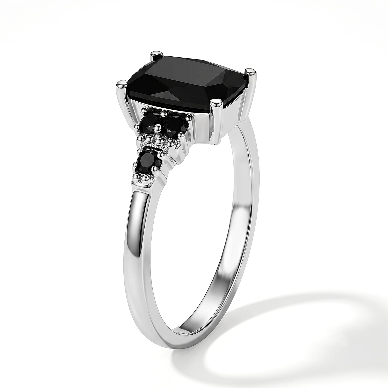 EverTrue Elite Shungite and Thai Black Spinel 1.60 ctw Ring in Stainless Steel (Size 6.0)