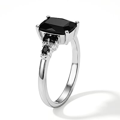 EverTrue Elite Shungite and Thai Black Spinel 1.60 ctw Ring in Stainless Steel (Size 7.0)