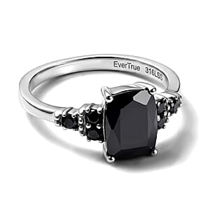 EverTrue Elite Shungite and Thai Black Spinel 3.15 ctw Ring in Stainless Steel (Size 9.0)
