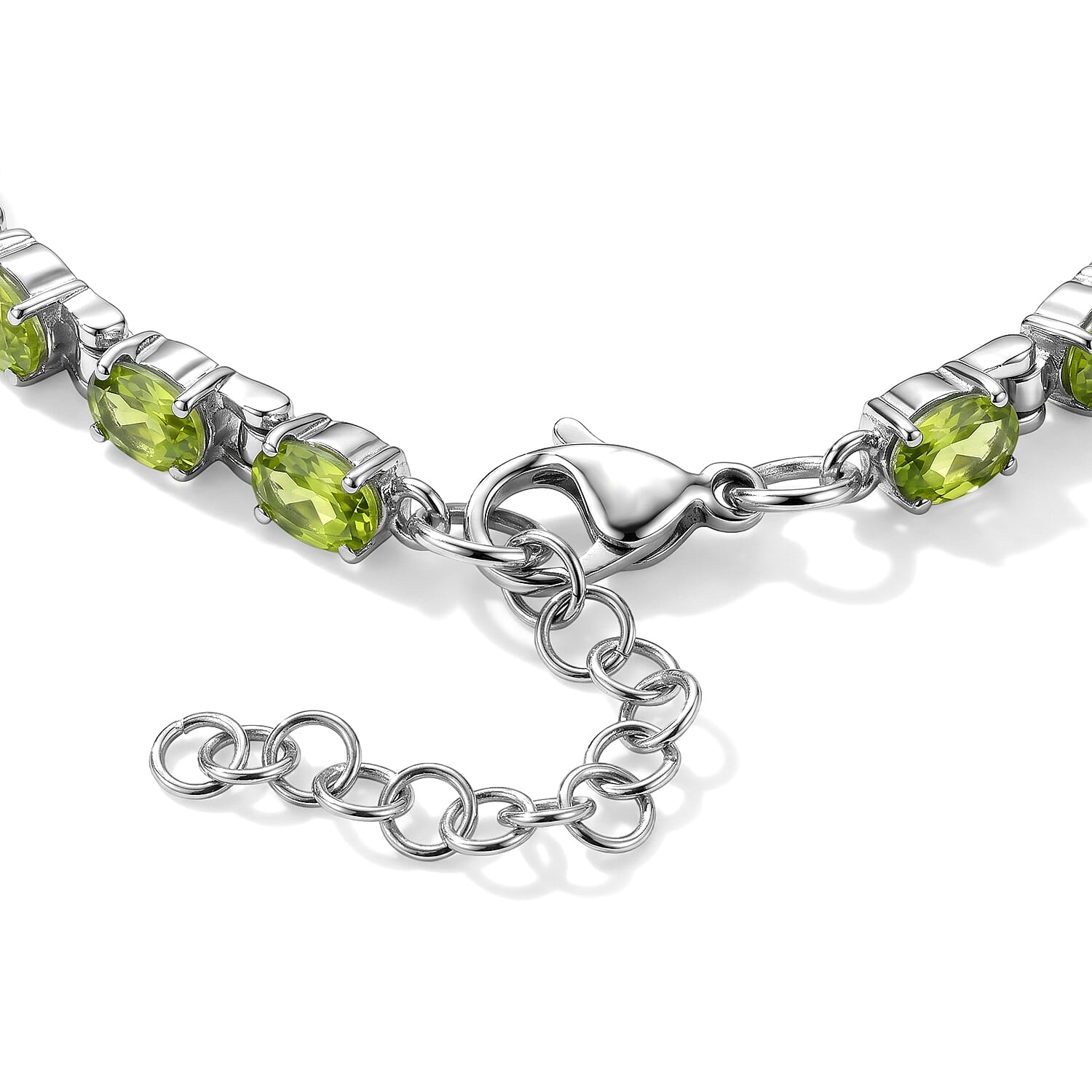 EverTrue Hebei Peridot 7.60 ctw Bracelet in Stainless Steel (6.50 In)