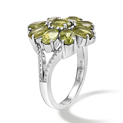 EverTrue Hebei Peridot 4.10 ctw Ring in Stainless Steel (Size 8.0)