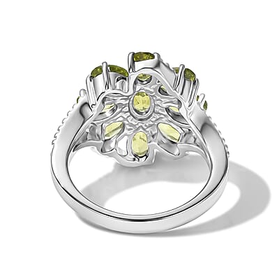 EverTrue Hebei Peridot 4.10 ctw Ring in Stainless Steel (Size 8.0)