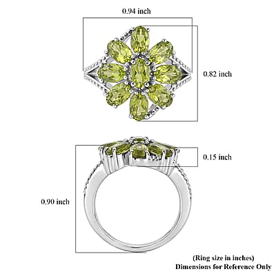 EverTrue Hebei Peridot 4.10 ctw Ring in Stainless Steel (Size 8.0)