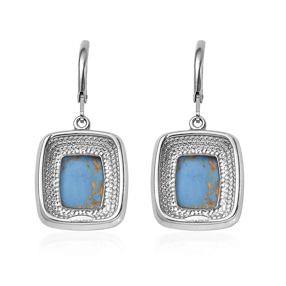 EverTrue Mojave Blue Turquoise 10.00 ctw Lever Back Earrings in Stainless Steel