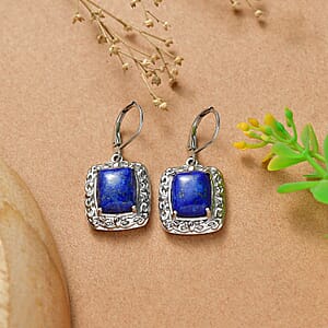 EverTrue Lapis Lazuli 11.75 ctw Lever Back Earrings in Stainless Steel