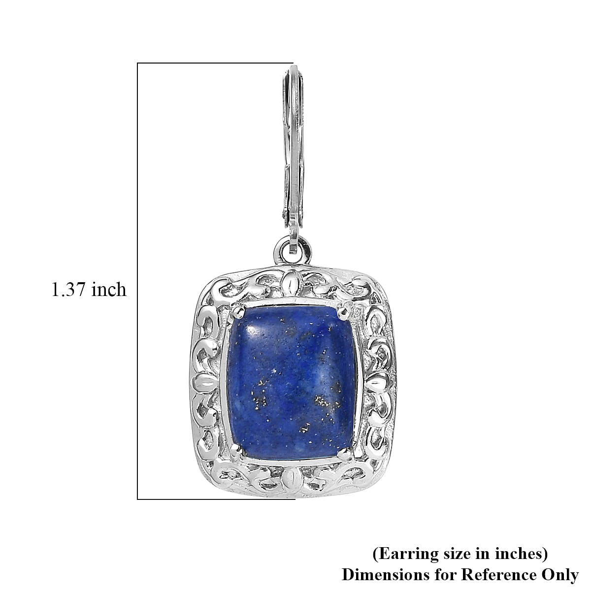 EverTrue Lapis Lazuli 11.75 ctw Lever Back Earrings in Stainless Steel image number 5