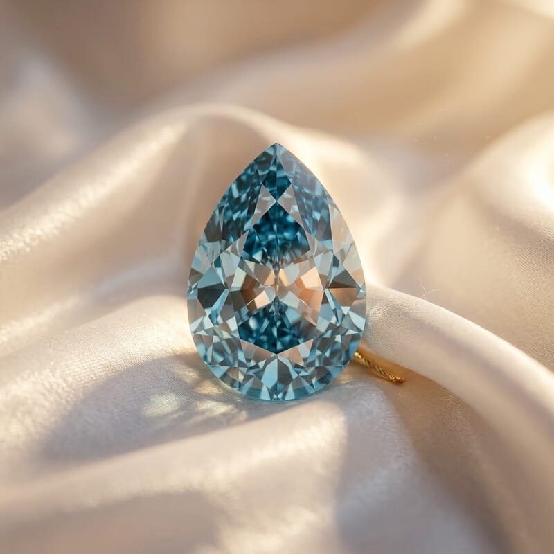 AAAA Perito Moreno Cambodian Blue Zircon (Pear Free Size) 6.00 ctw
