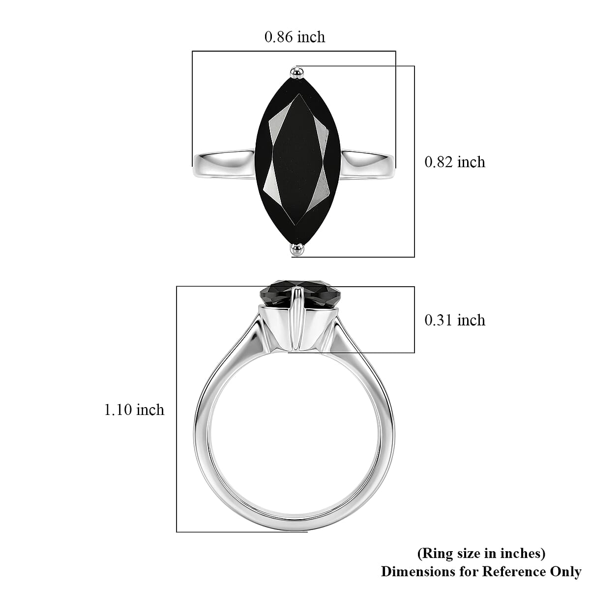 EverTrue Thai Black Spinel Solitaire Ring in Stainless Steel (Size 6.0) 7.00 ctw image number 5