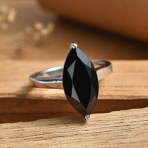 EverTrue Thai Black Spinel 7.00 ctw Solitaire Ring in Stainless Steel (Size 9.0)