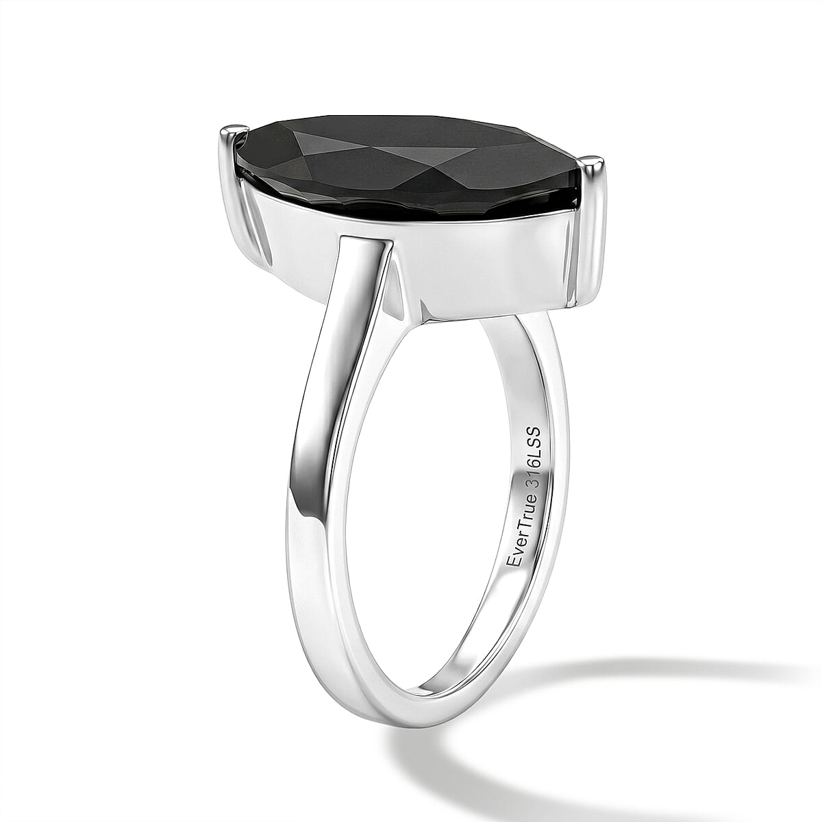 EverTrue Thai Black Spinel 7.00 ctw Solitaire Ring in Stainless Steel (Size 9.0) image number 3
