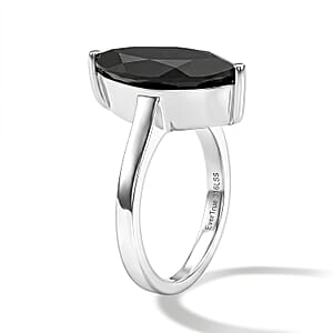 EverTrue Thai Black Spinel 7.00 ctw Solitaire Ring in Stainless Steel (Size 9.0)