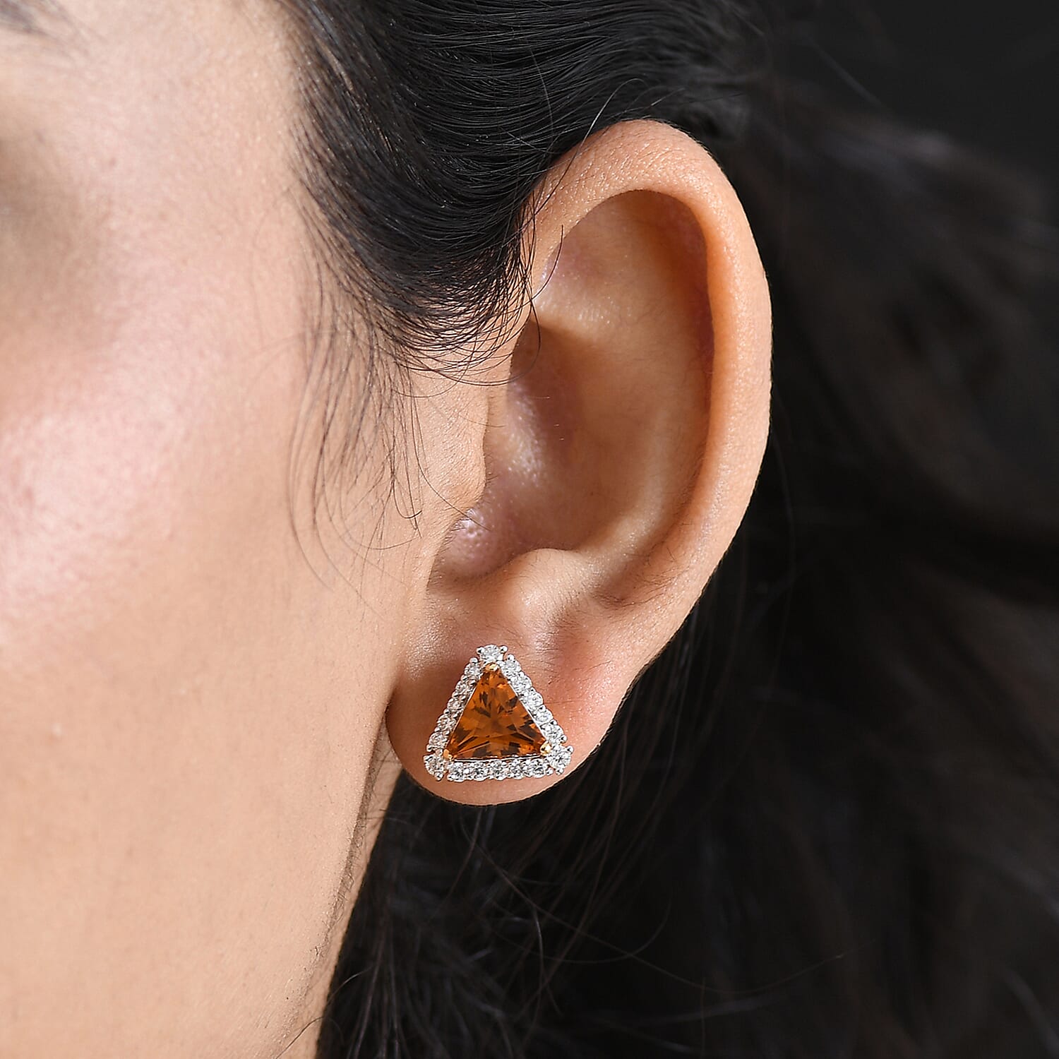 Certified & Appraised D'Joy Premium Fancy Cut Brazilian Citrine and Moissanite 3.56 ctw Earrings in 18K Vermeil Yellow Gold Over Sterling Silver