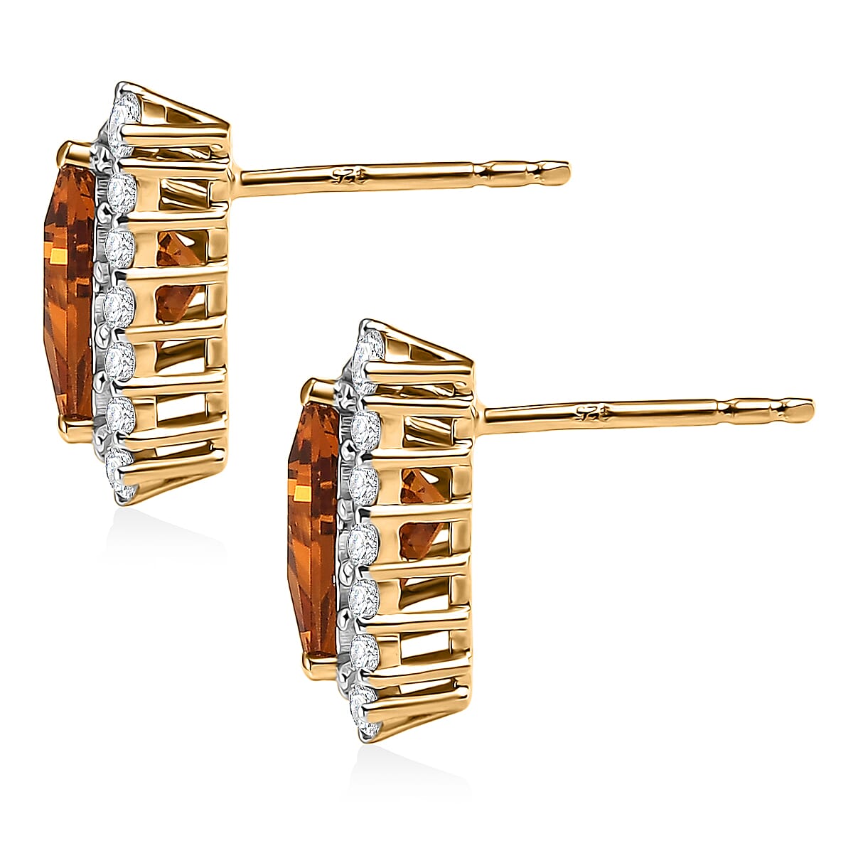 Certified & Appraised D'Joy Premium Fancy Cut Brazilian Citrine and Moissanite 3.56 ctw Earrings in 18K Vermeil Yellow Gold Over Sterling Silver