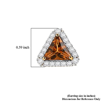Certified & Appraised D'Joy Premium Fancy Cut Brazilian Citrine and Moissanite 3.56 ctw Earrings in 18K Vermeil Yellow Gold Over Sterling Silver