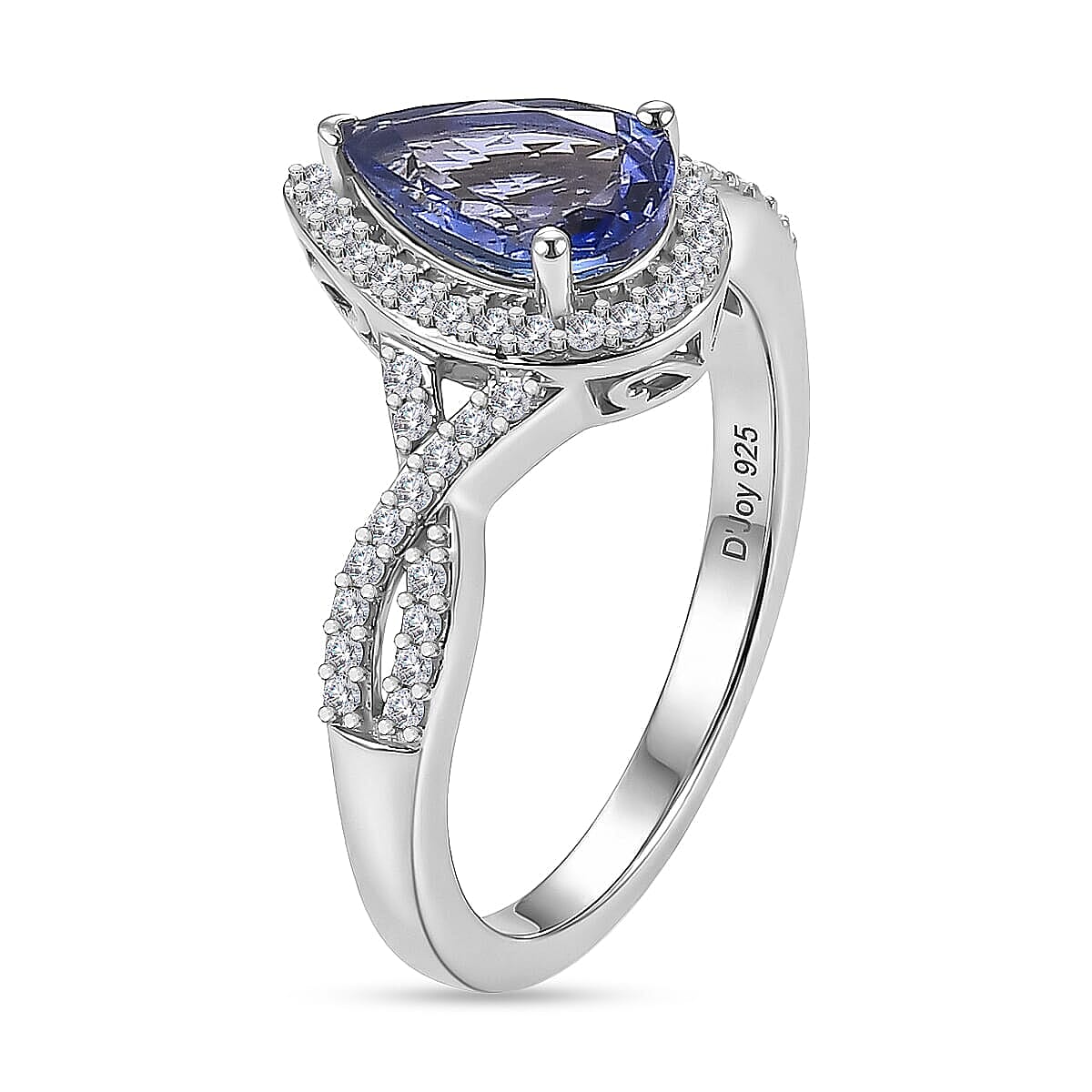 D'Joy Premium Tanzanite and Moissanite 1.70 ctw Infinity Halo Ring in Rhodium Over Sterling Silver (Size 6.0)