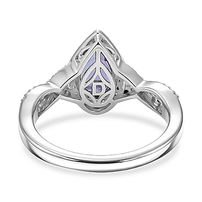 D'Joy Premium Tanzanite and Moissanite 1.70 ctw Infinity Halo Ring in Rhodium Over Sterling Silver (Size 6.0)