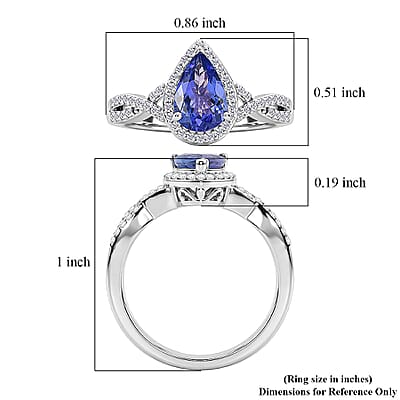 D'Joy Premium Tanzanite and Moissanite 1.70 ctw Infinity Halo Ring in Rhodium Over Sterling Silver (Size 6.0)