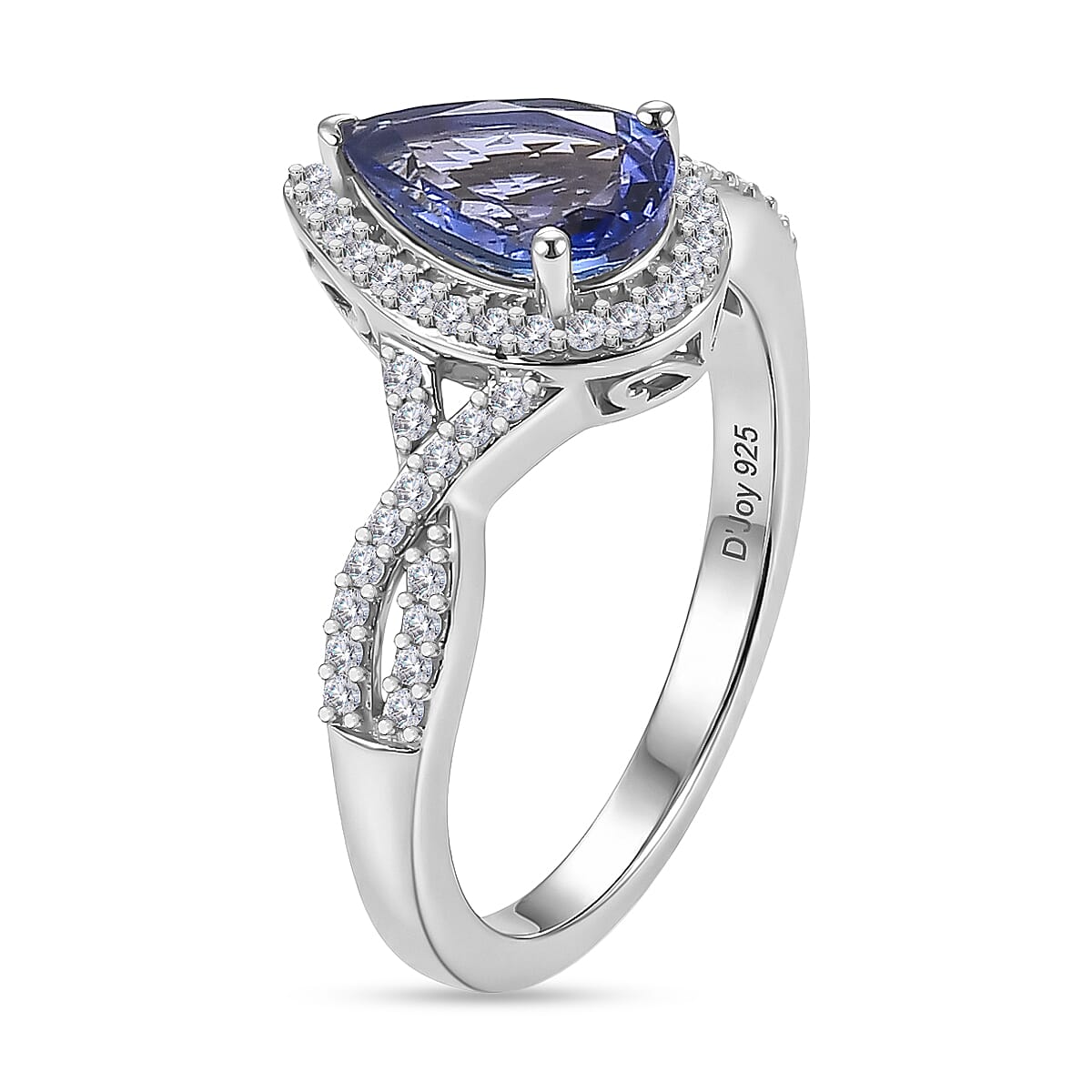 D'Joy Premium Tanzanite, Moissanite Ring in Rhodium Over Sterling Silver (Size 6.0) 1.70 ctw image number 3
