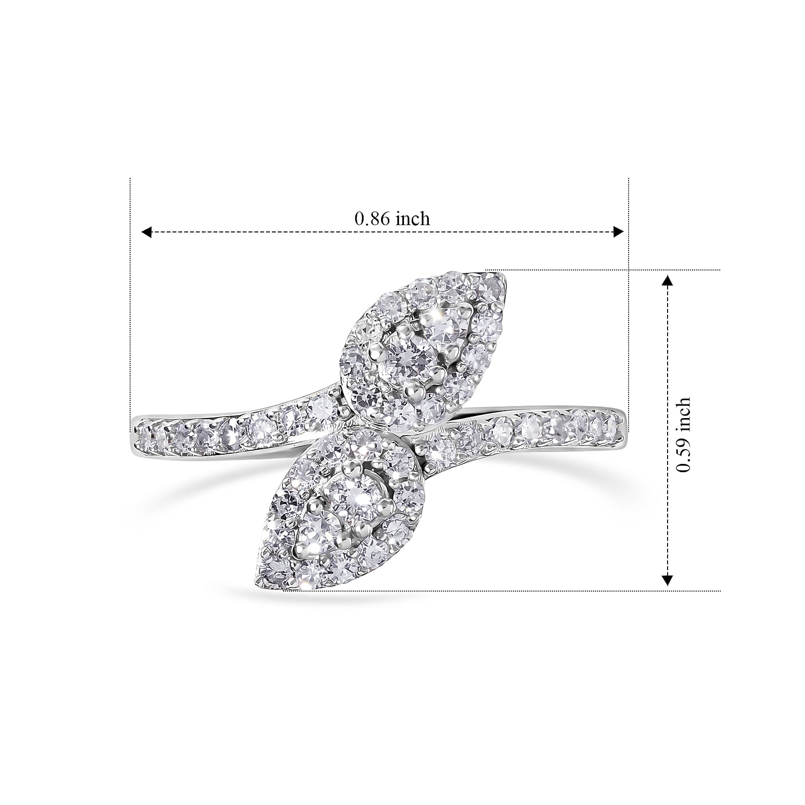Luxuriant Lab Grown Diamond G-H SI 0.50 ctw Ring in Rhodium Over Sterling Silver (Size 5.0)