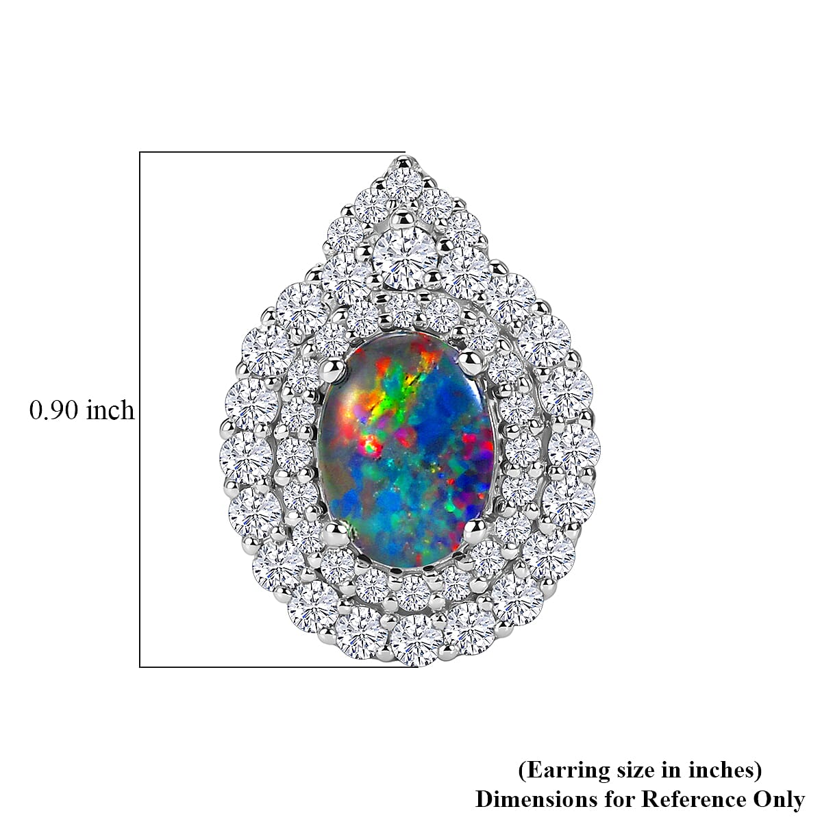 Certified & Appraised D'Joy Premium Australian Opal Triplet and Moissanite 3.08 ctw Earrings in Rhodium Over Sterling Silver image number 5