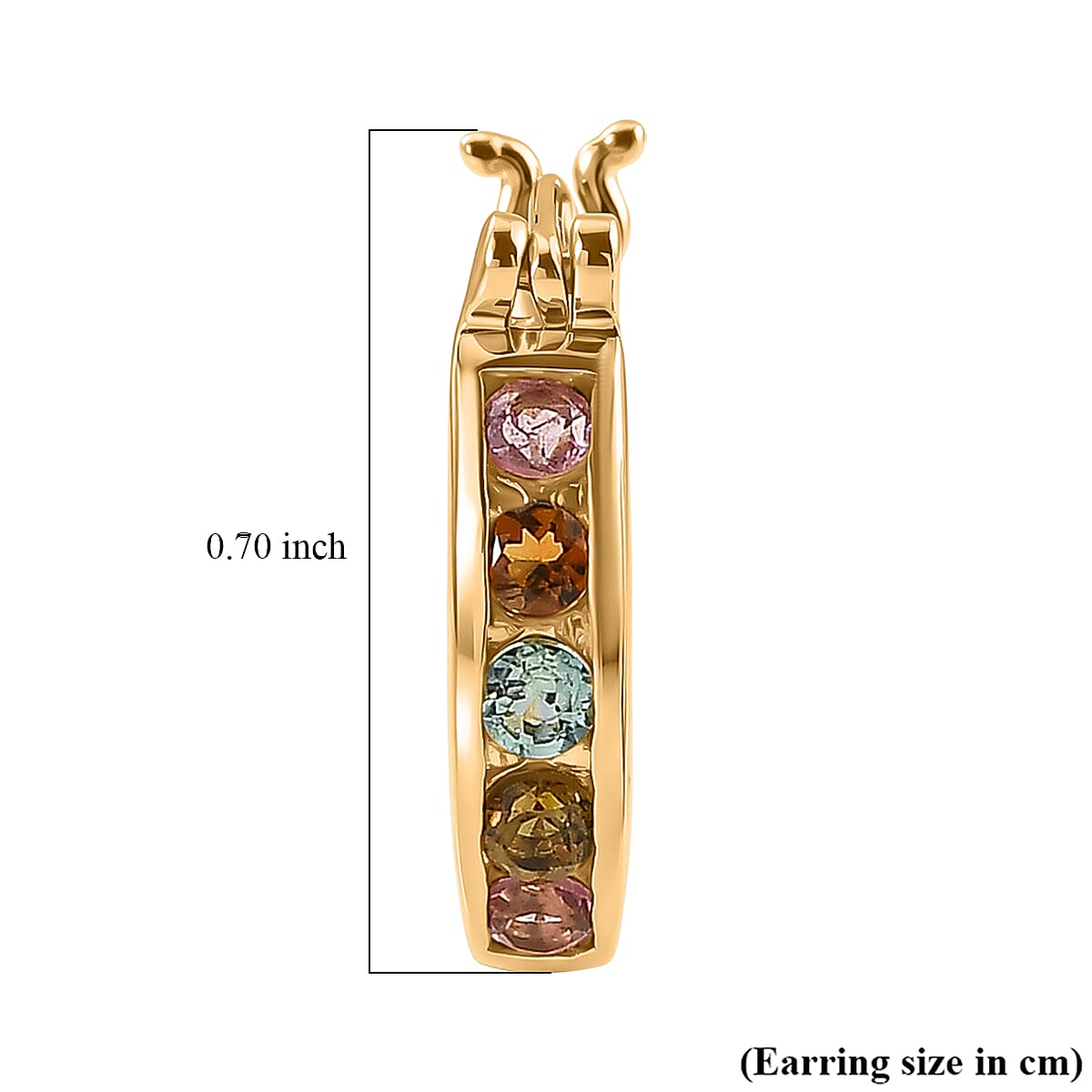 D'Joy Multi-Tourmaline 0.35 ctw Rainbow Glow Hoop Earrings in 18K Vermeil Yellow Gold Over Sterling Silver