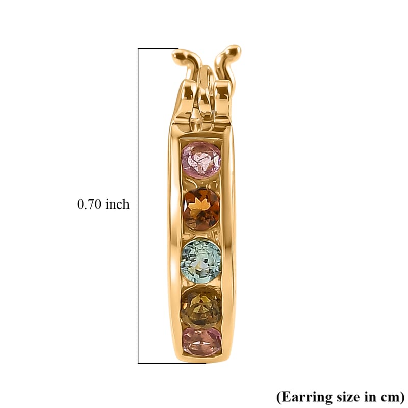 D'Joy Multi-Tourmaline 0.35 ctw Rainbow Glow Hoop Earrings in 18K Vermeil Yellow Gold Over Sterling Silver