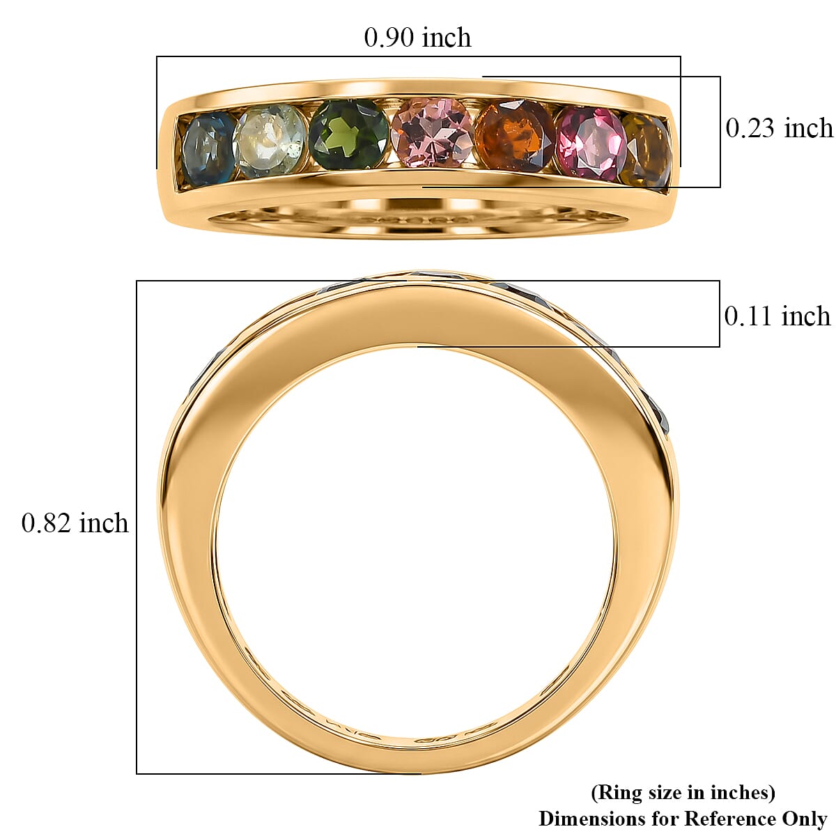 D'Joy Multi-Tourmaline 1.25 ctw Rainbow Glow Ring in 18K Vermeil Yellow Gold Over Sterling Silver (Size 10.0) image number 5