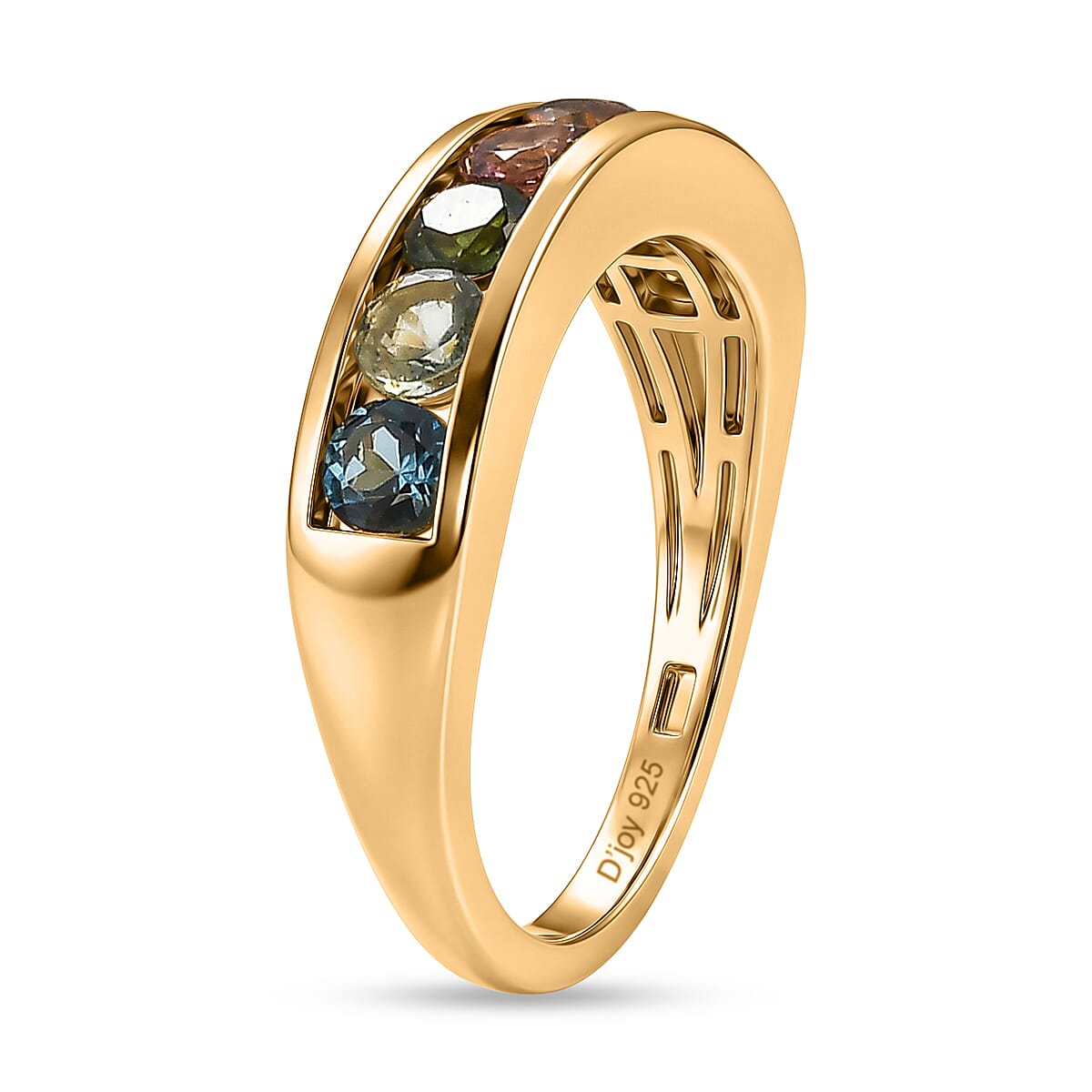 D'Joy Multi-Tourmaline 1.25 ctw Rainbow Glow Ring in 18K Vermeil Yellow Gold Over Sterling Silver (Size 5.0)