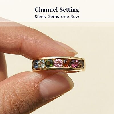 D'Joy Multi-Tourmaline 1.25 ctw Rainbow Glow Ring in 18K Vermeil Yellow Gold Over Sterling Silver (Size 5.0)