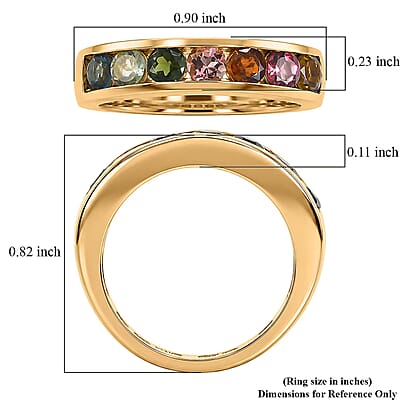 D'Joy Multi-Tourmaline 1.25 ctw Rainbow Glow Ring in 18K Vermeil Yellow Gold Over Sterling Silver (Size 5.0)