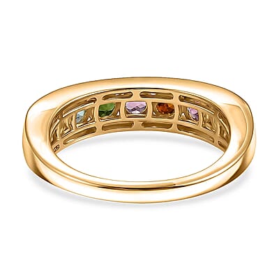 D'Joy Multi-Tourmaline 1.25 ctw Rainbow Glow Ring in 18K Vermeil Yellow Gold Over Sterling Silver (Size 5.0)