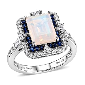 D'Joy Premium Ethiopian Welo Opal and Multi Gemstone 4.25 ctw Victorian Era Ring in Rhodium Over Sterling Silver (Size 10.0)