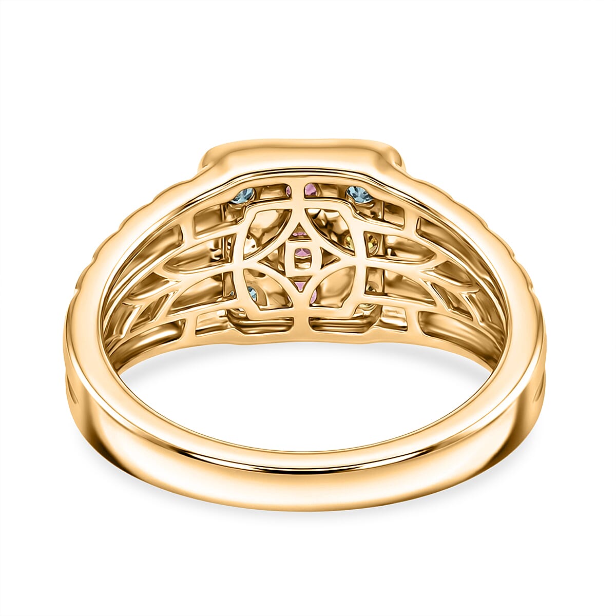 D'Joy Multi-Tourmaline 1.20 ctw Men's Ring in 18K Vermeil Yellow Gold Over Sterling Silver (Size 10.0)